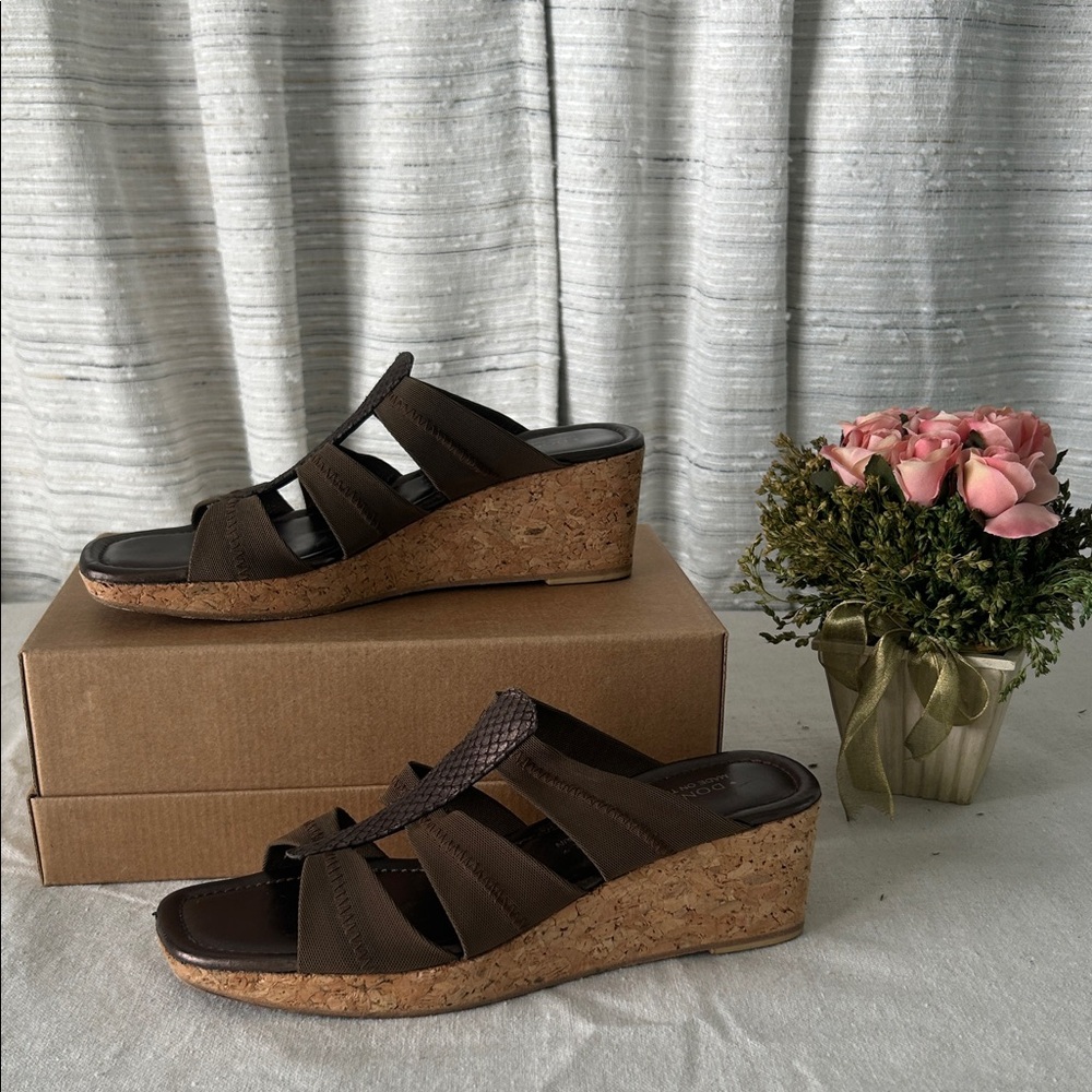 Donald J. Pliner Dark Brown Cork Wedges